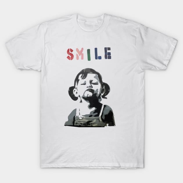 BANKSY SMILE Girl T-Shirt by inkstyl